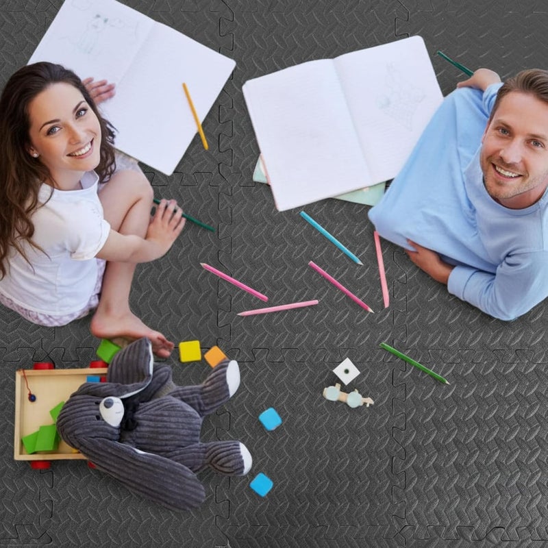 Arrowbash 12x12x1 Inch EVA Thick Interlocking Foam Floor Tiles Puzzle Exercise Mat Foam Mats for Home Gym Pets(Black,12) - Image 5